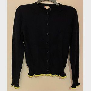Crewcuts Button Up Navy and Neon Yellow-Green Sweater - Size 14 Kids